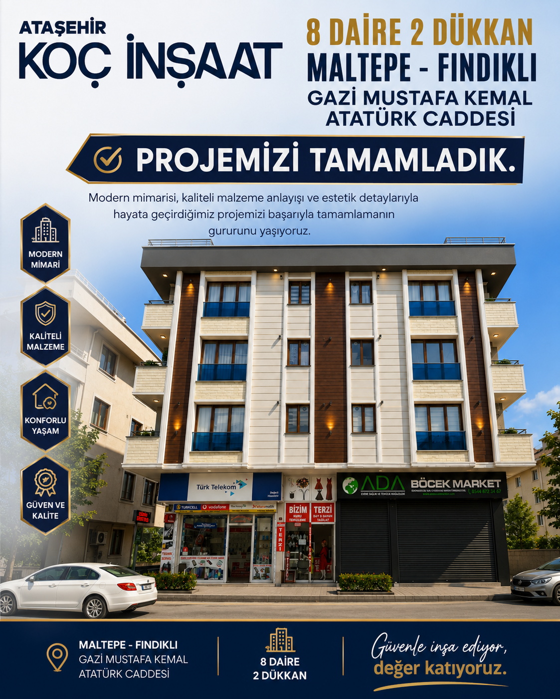 MALTEPE FINDIKLI ATATÜRK CADDESİ YAKUP BEY APARTMANI PROJEMİZİ TAMAMLADIK